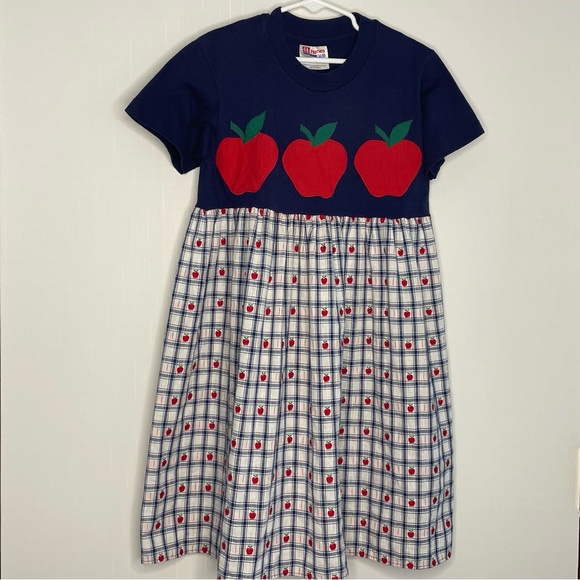 Vintage Other - Vintage Girls Apple Plaid Crewneck Dress Made in USA Size S 6-8